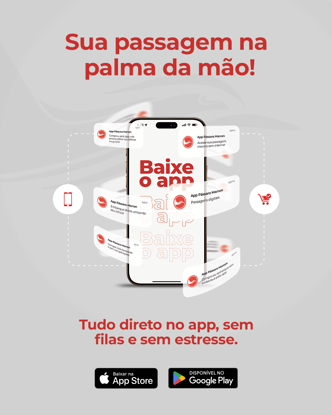 Aplicativo Pássaro Marron para comprar e acessar passagens