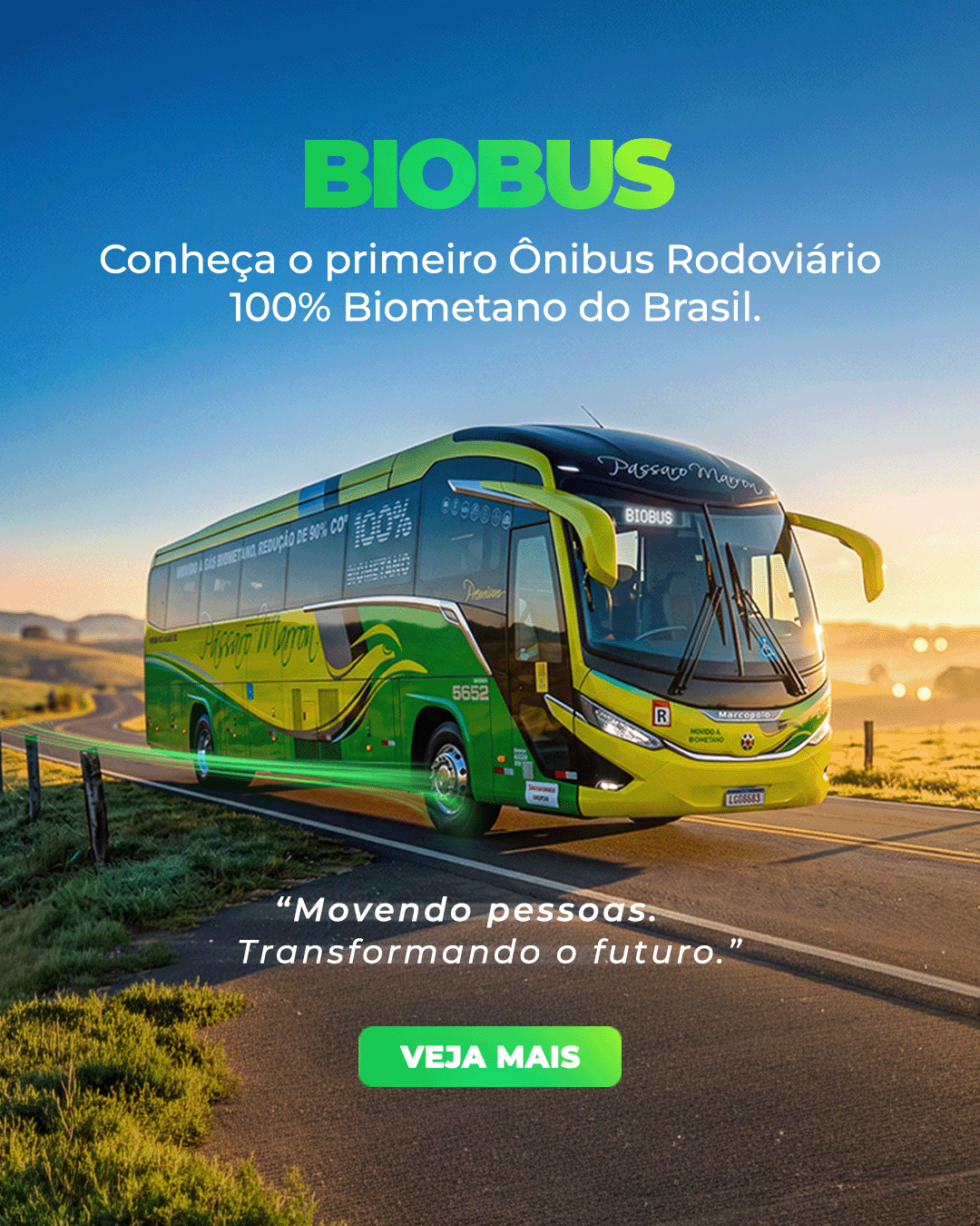 BioBus, ônibus rodoviário 100% biometano da Pássaro Marron